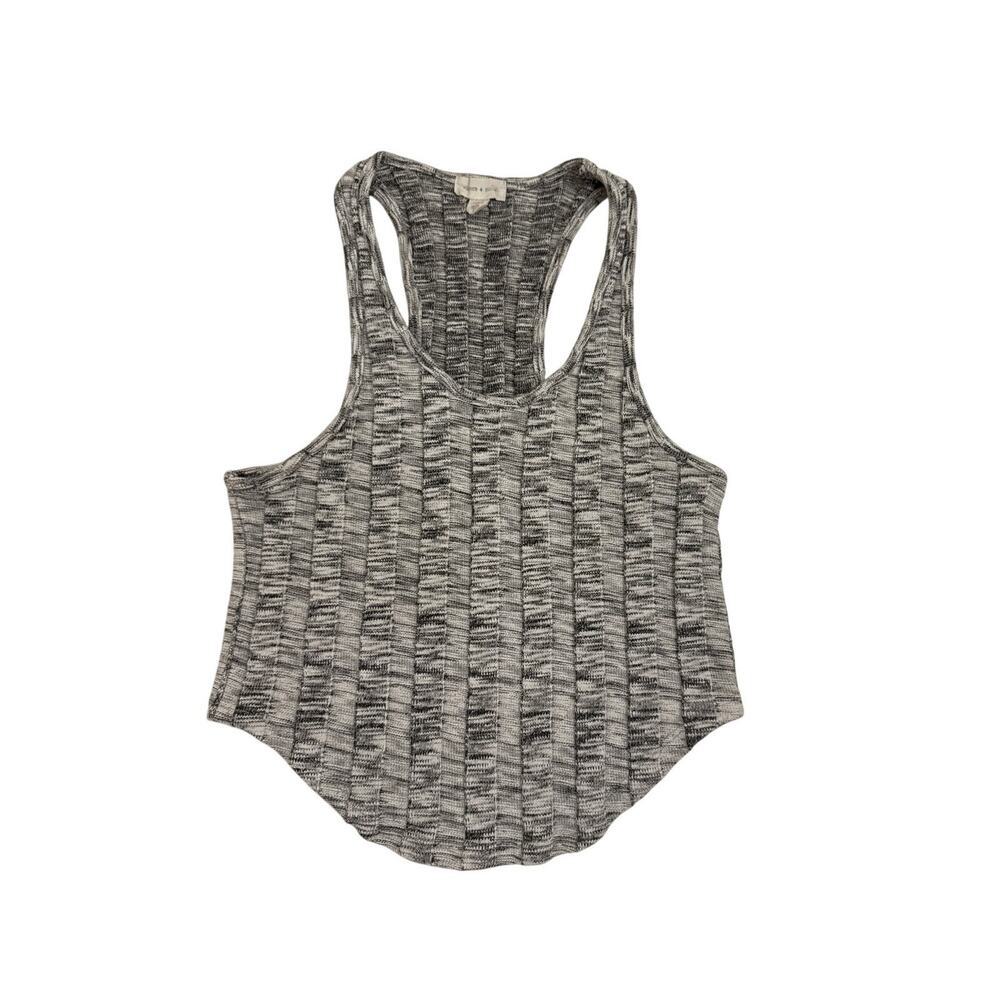 Silence & Noise Gray Ribbed Racerback Tank Top Size Women's Small